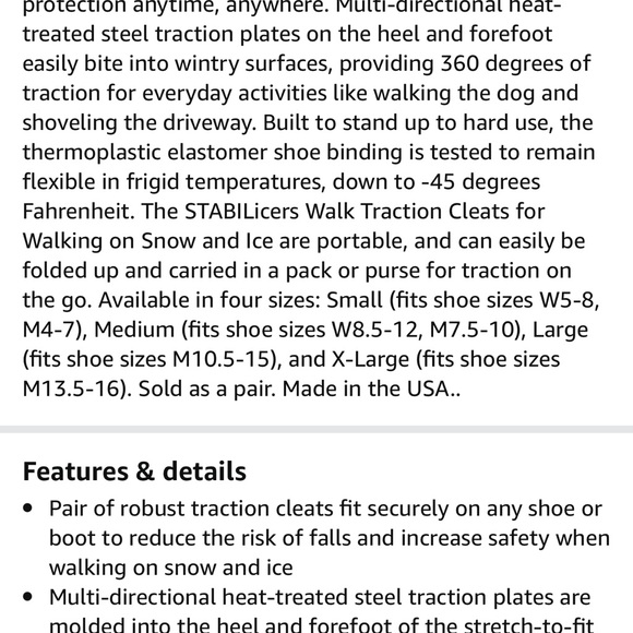 STABILicers Walk Traction Cleat for Walking on Snow and Ice (1 Pair) - Picture 6 of 8